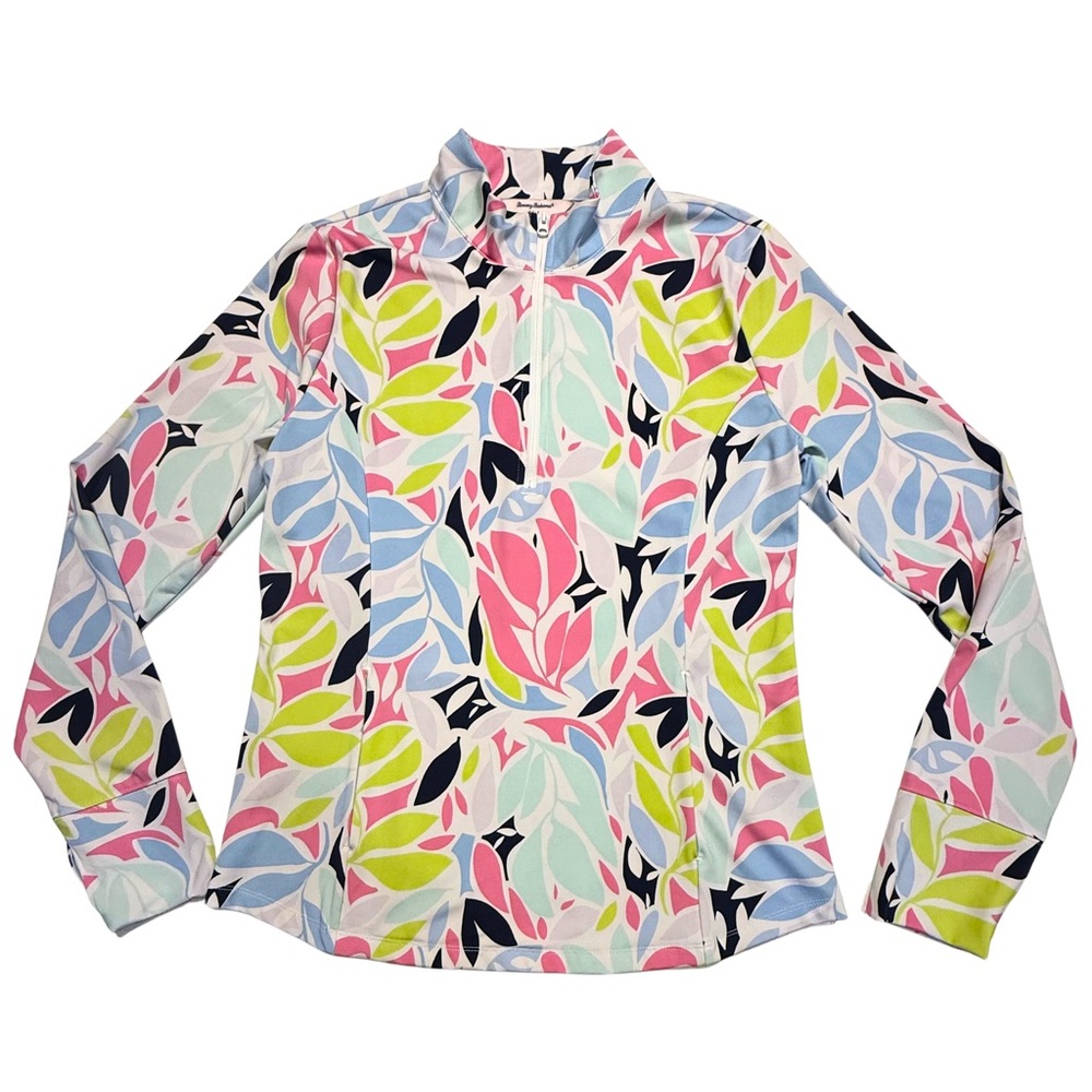 Tommy Bahama Womens Golf 1/4 Zip Tropical Floral Print Size Large